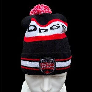 Dodge Rogers Hometown Hockey Toque Beanie Winter Hat- Black, Red, White